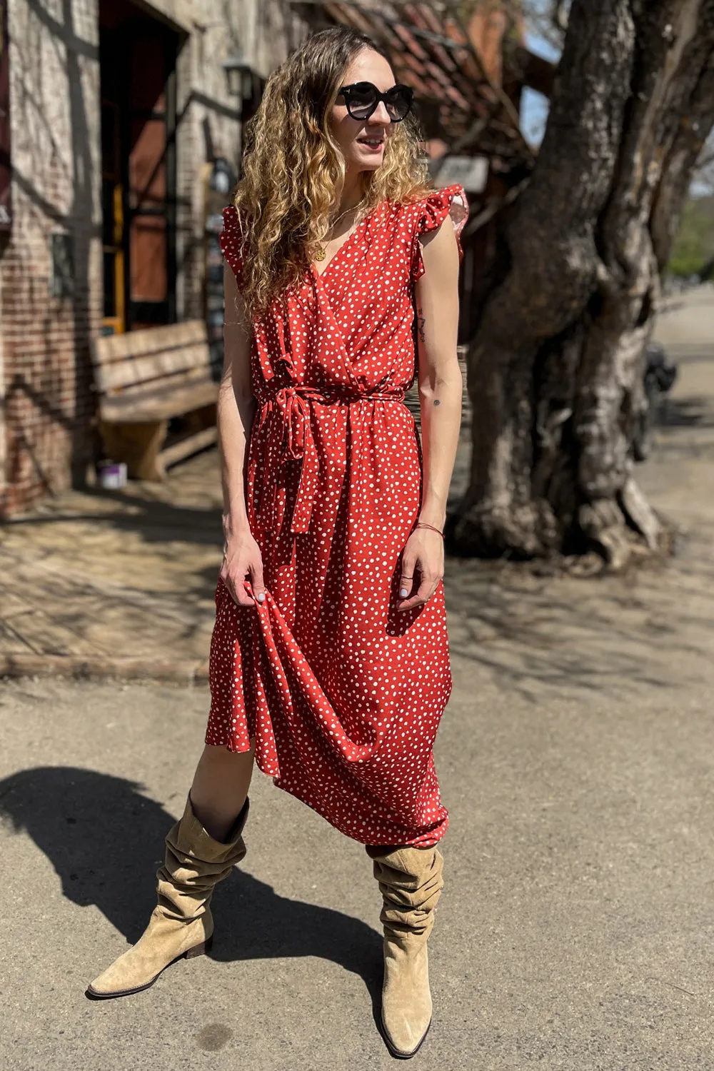 Desert Flower frill midi dress