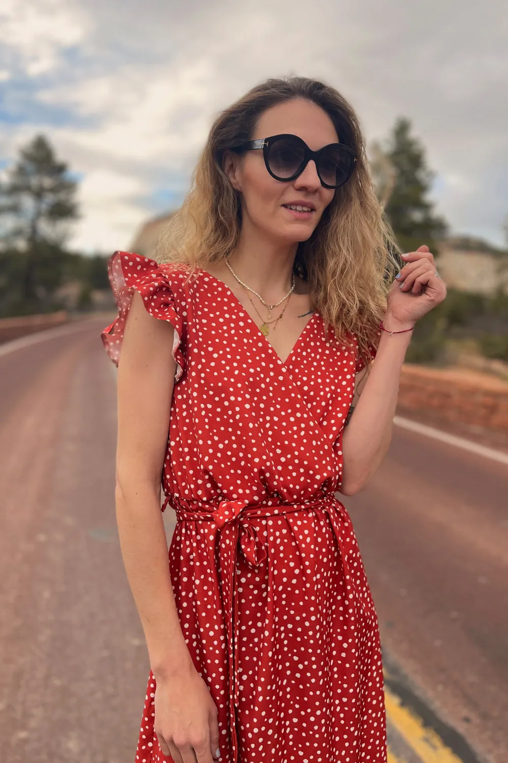 Desert Flower frill midi dress