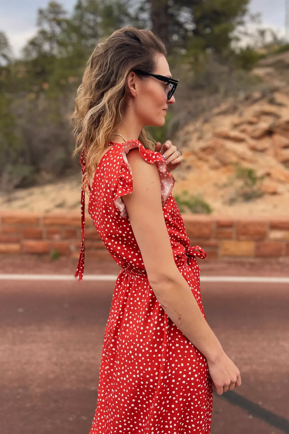 Desert Flower frill midi dress