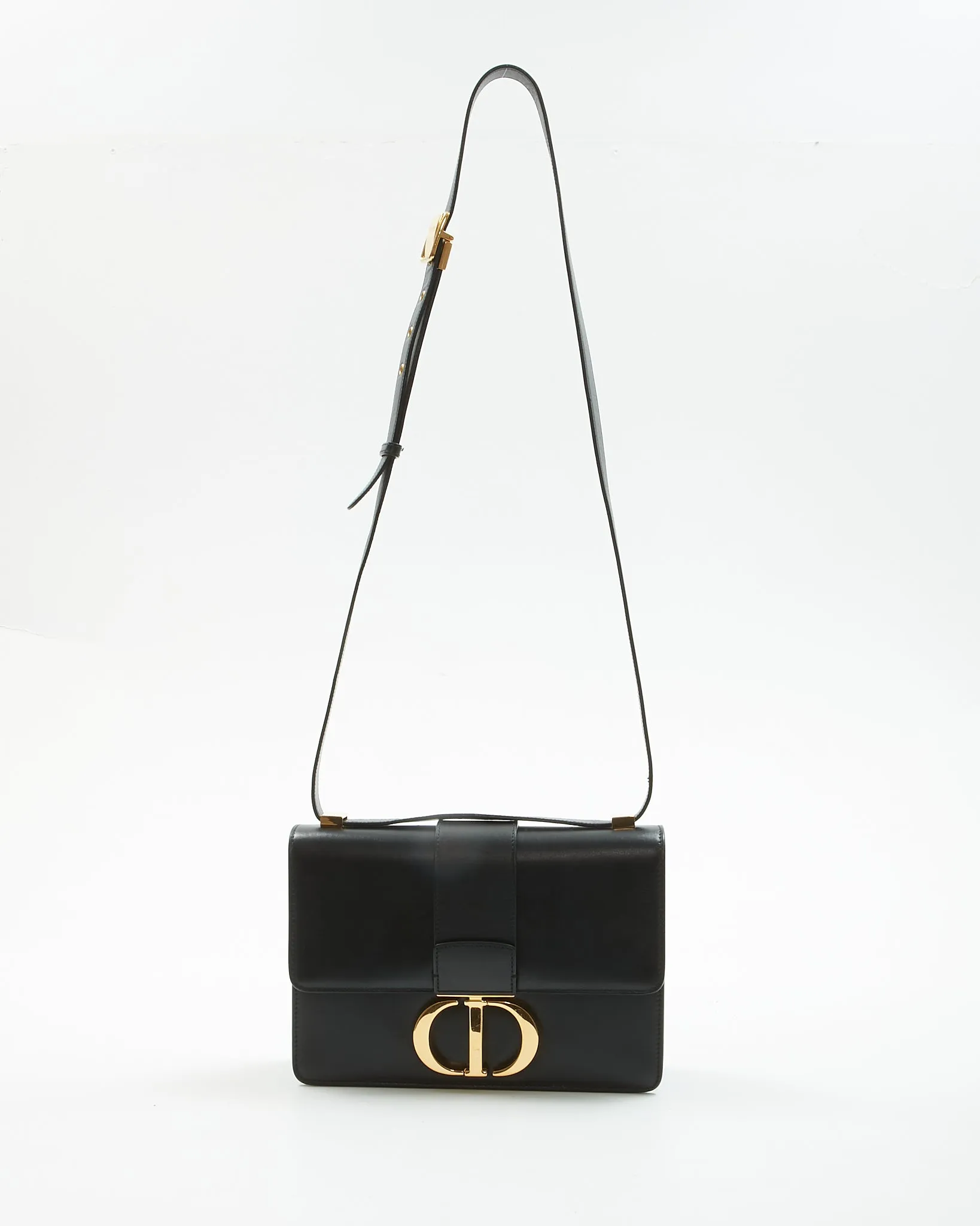 Dior Black Box Leather Montaigne 30 Shoulder Bag