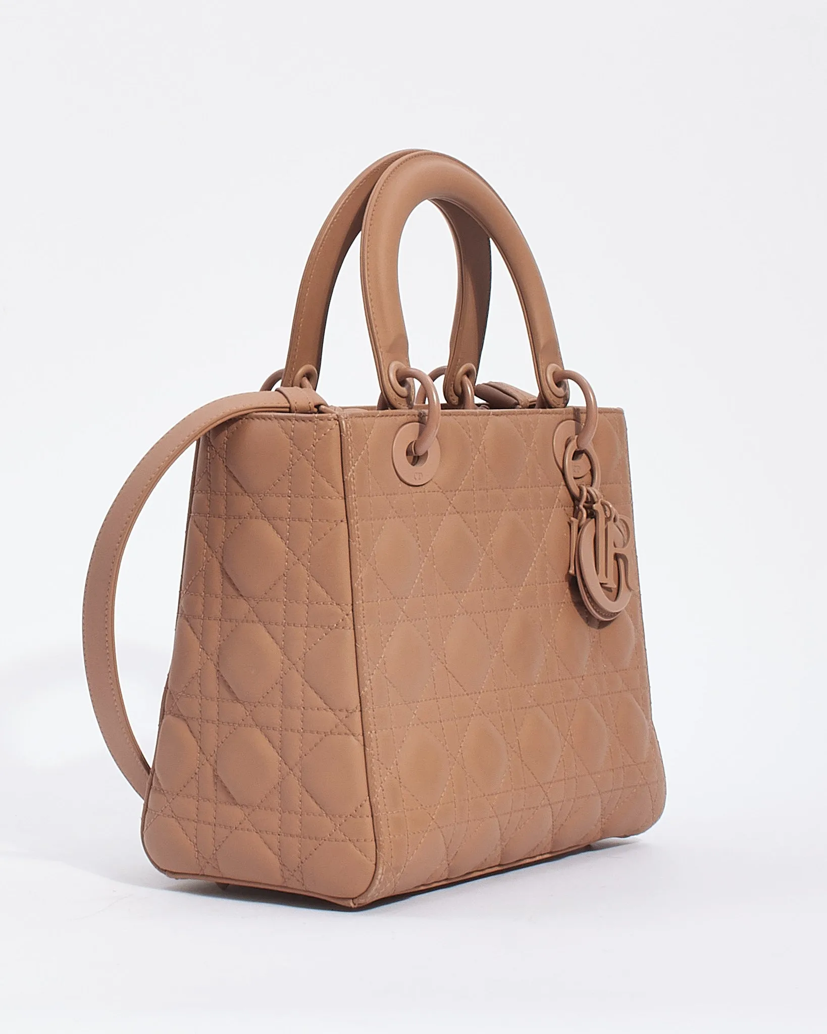 Dior Blush Cannage Calfskin Leather Medium Ultramatte Lady Dior Bag
