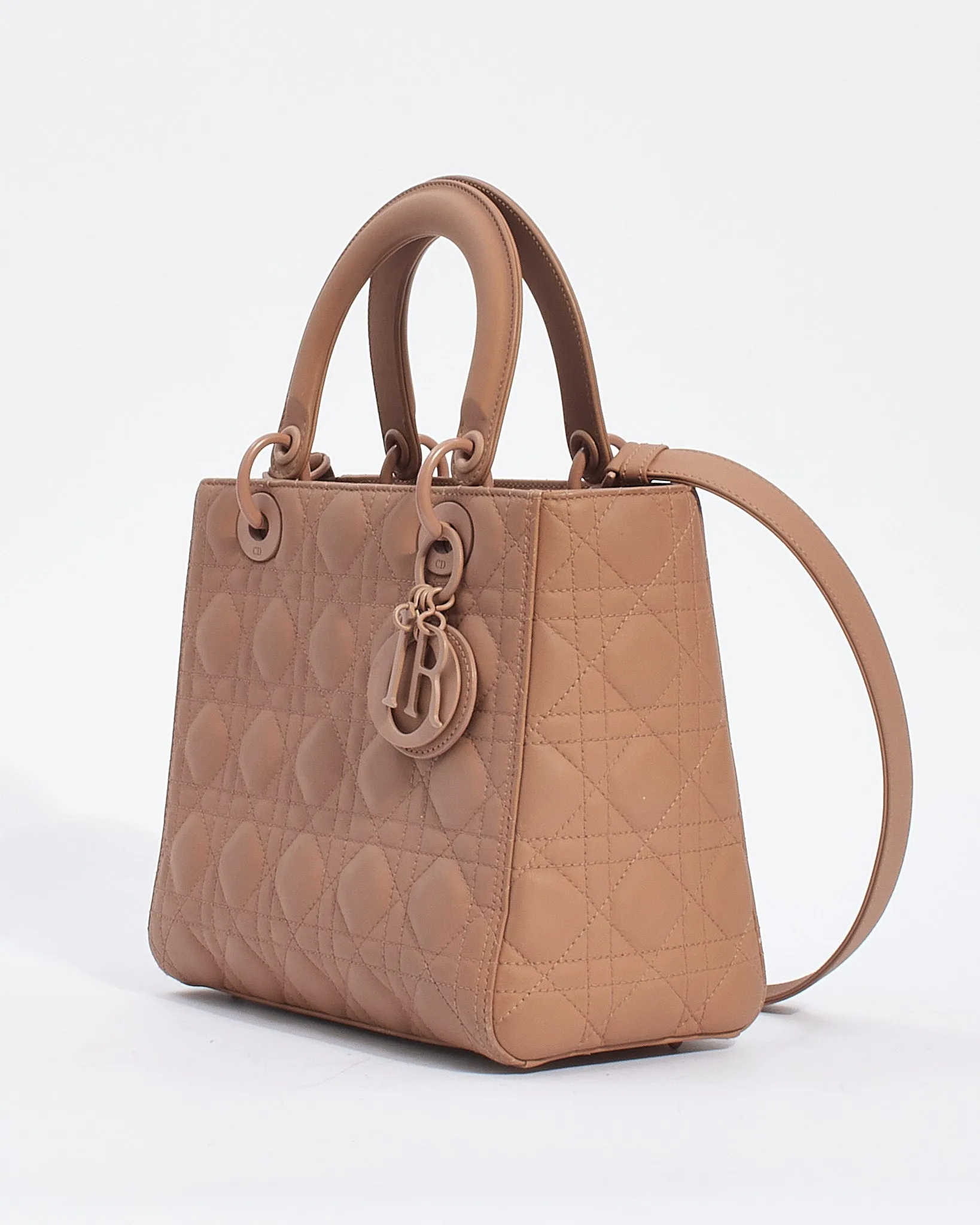 Dior Blush Cannage Calfskin Leather Medium Ultramatte Lady Dior Bag