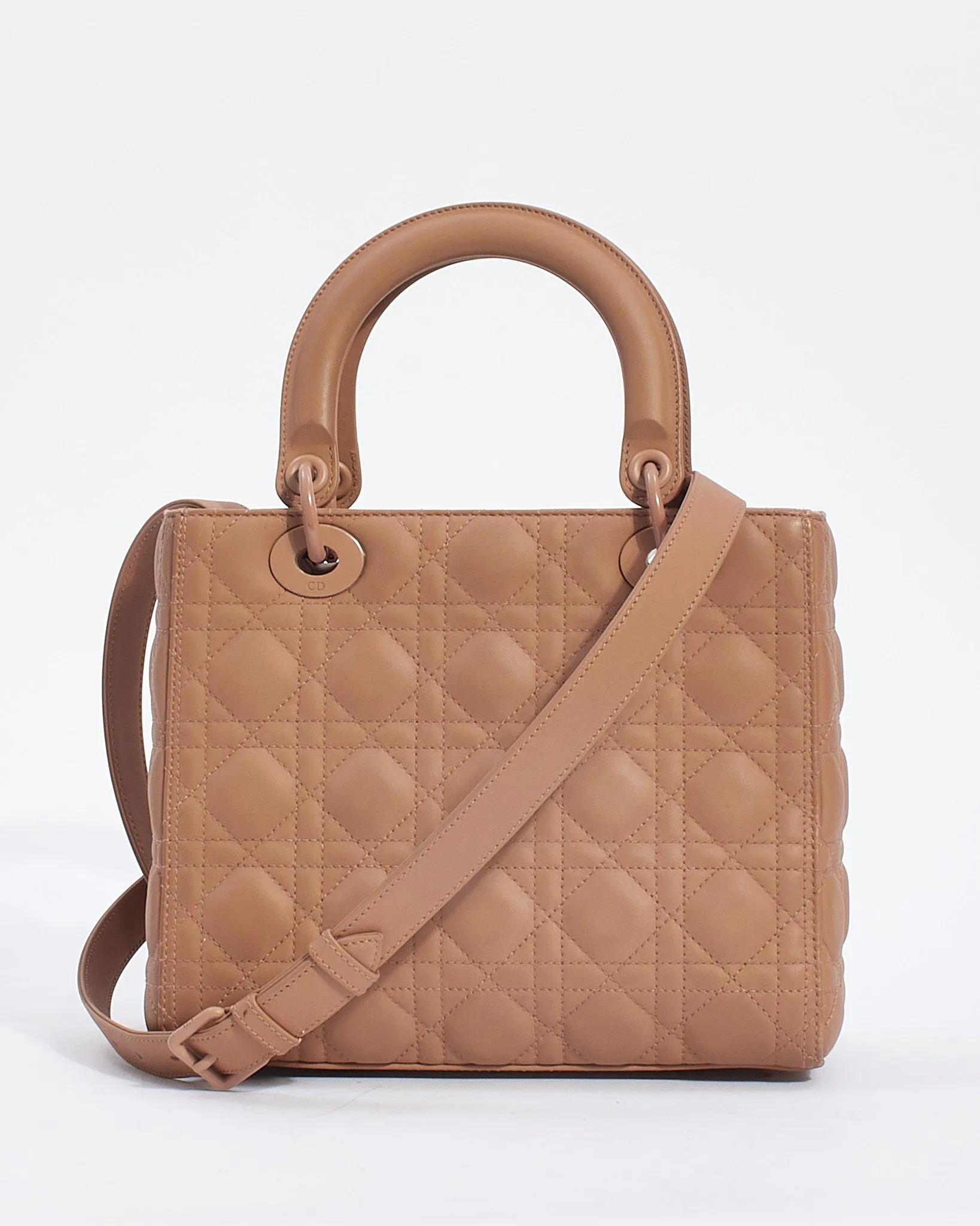 Dior Blush Cannage Calfskin Leather Medium Ultramatte Lady Dior Bag