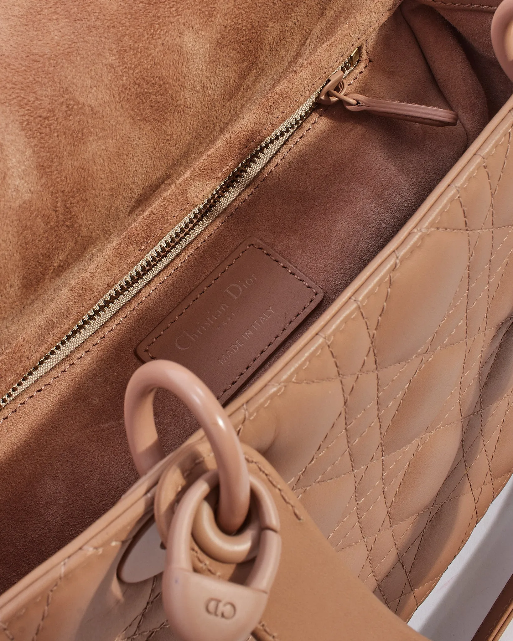 Dior Blush Cannage Calfskin Leather Medium Ultramatte Lady Dior Bag