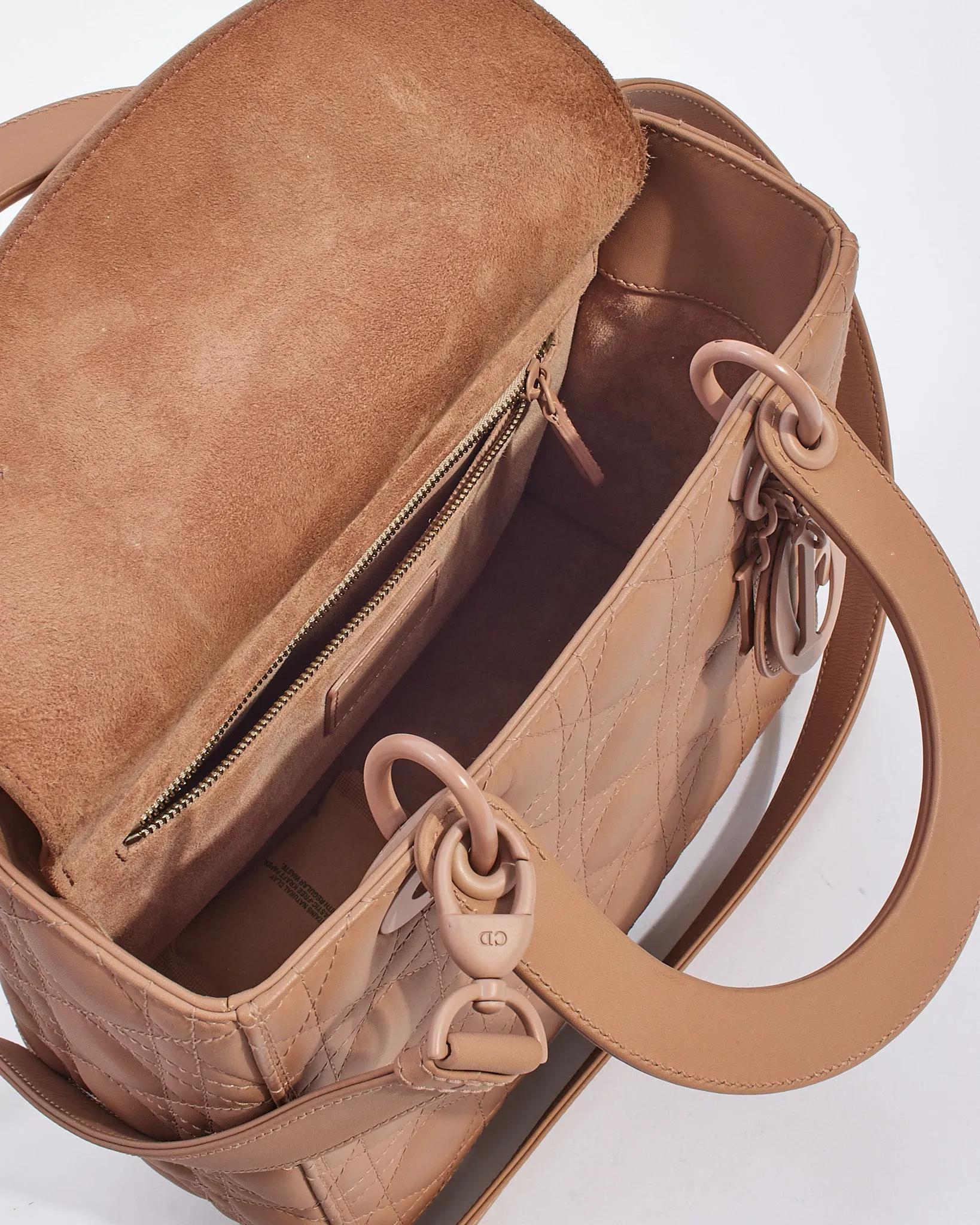 Dior Blush Cannage Calfskin Leather Medium Ultramatte Lady Dior Bag