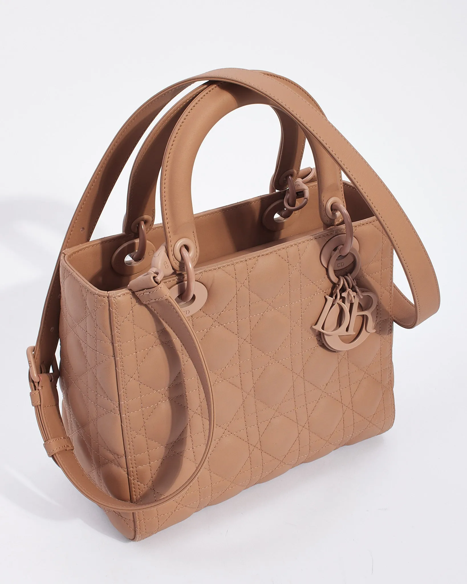 Dior Blush Cannage Calfskin Leather Medium Ultramatte Lady Dior Bag