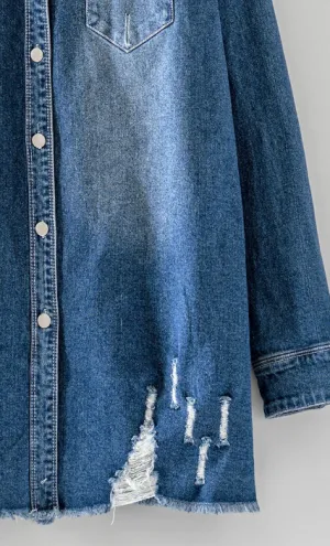 Distressed Denim Button Up