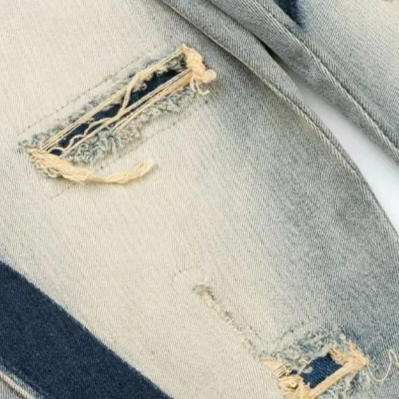 Distressed Denim Contrast Jeans