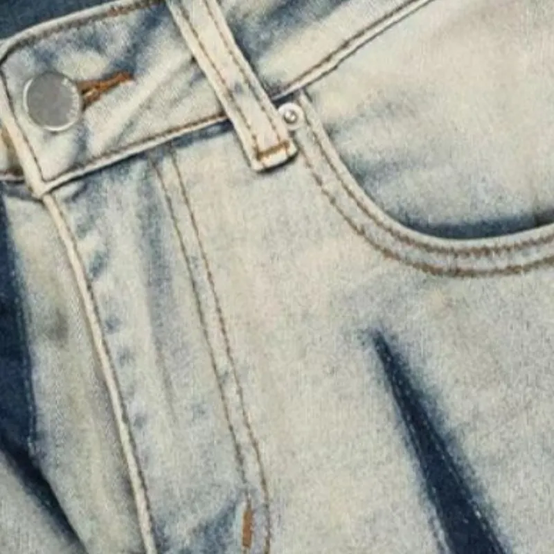 Distressed Denim Contrast Jeans