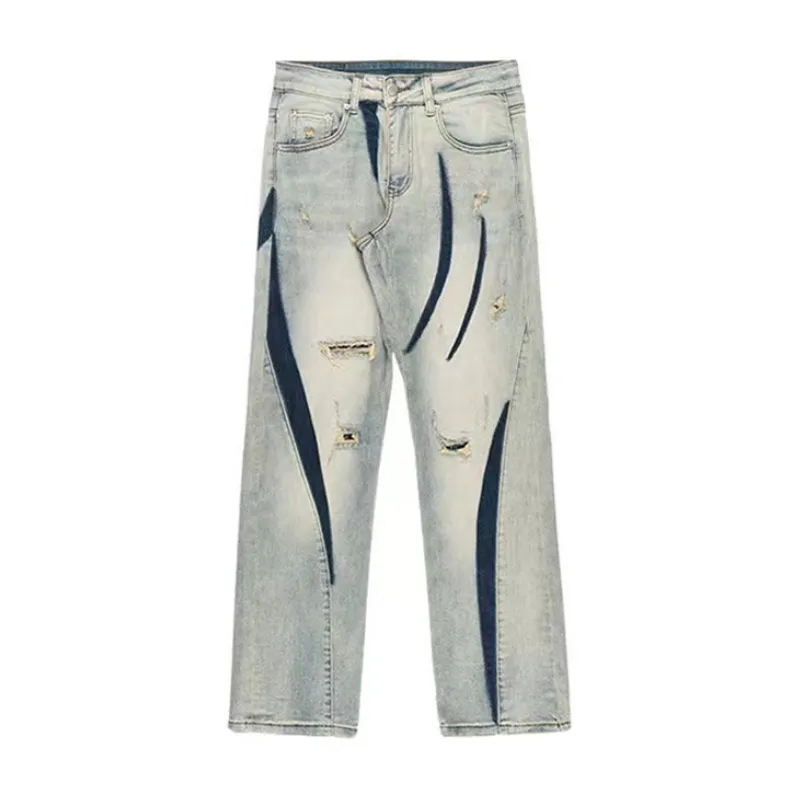 Distressed Denim Contrast Jeans