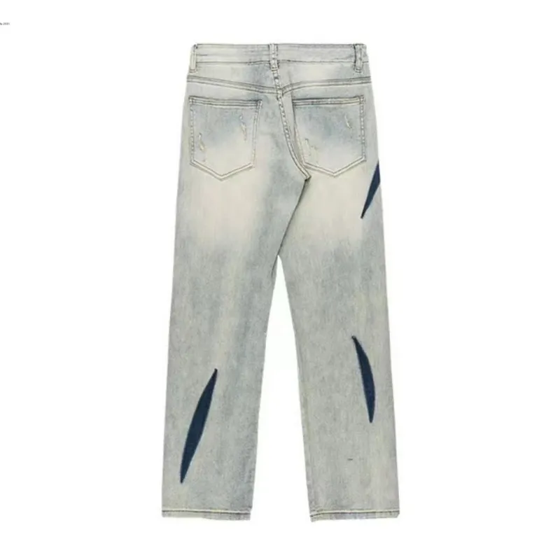 Distressed Denim Contrast Jeans