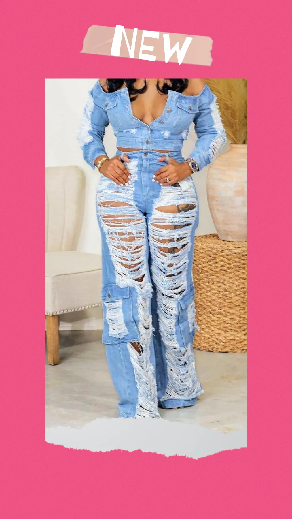 Distressed Denim Jeans