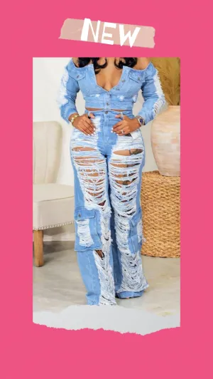 Distressed Denim Jeans