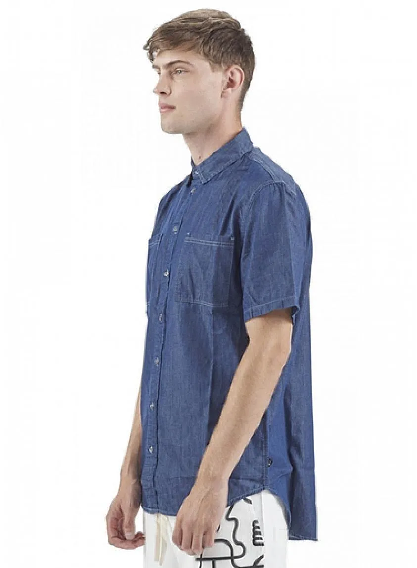 Distressed Denim Shirt Blue