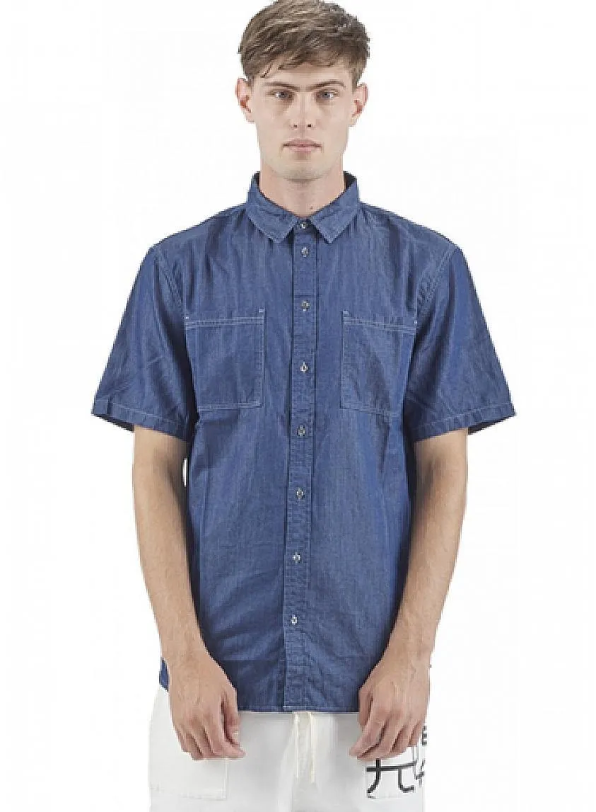 Distressed Denim Shirt Blue