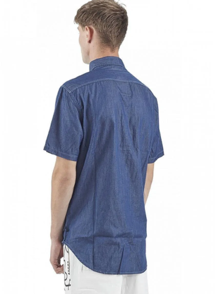 Distressed Denim Shirt Blue