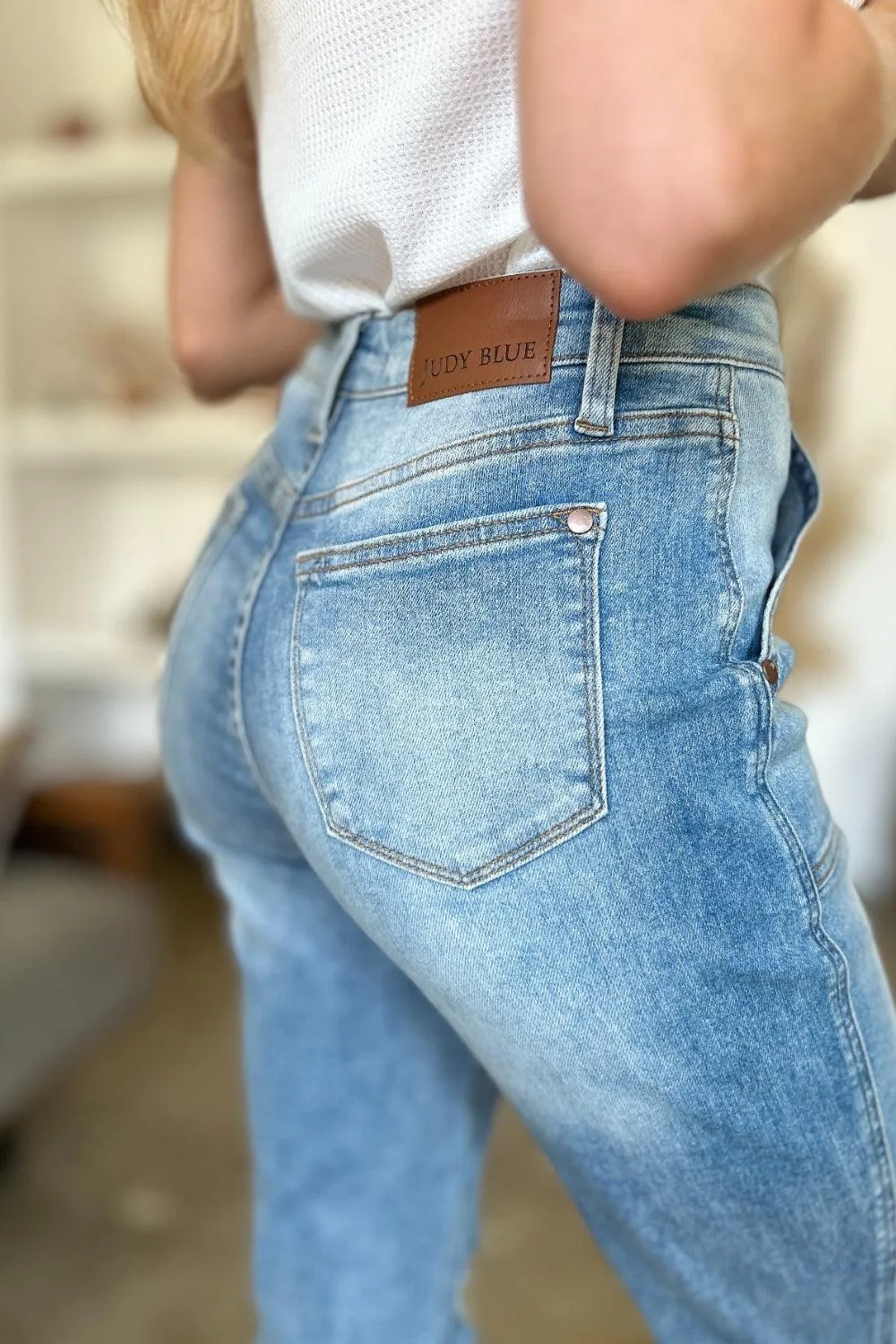 Distressed Judy Blue Straight Leg Jeans
