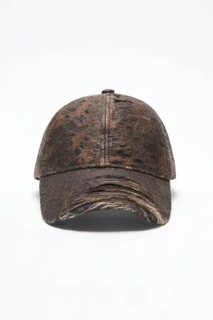 DISTRESSED MONOGRAM HAT IN BROWN, SS25