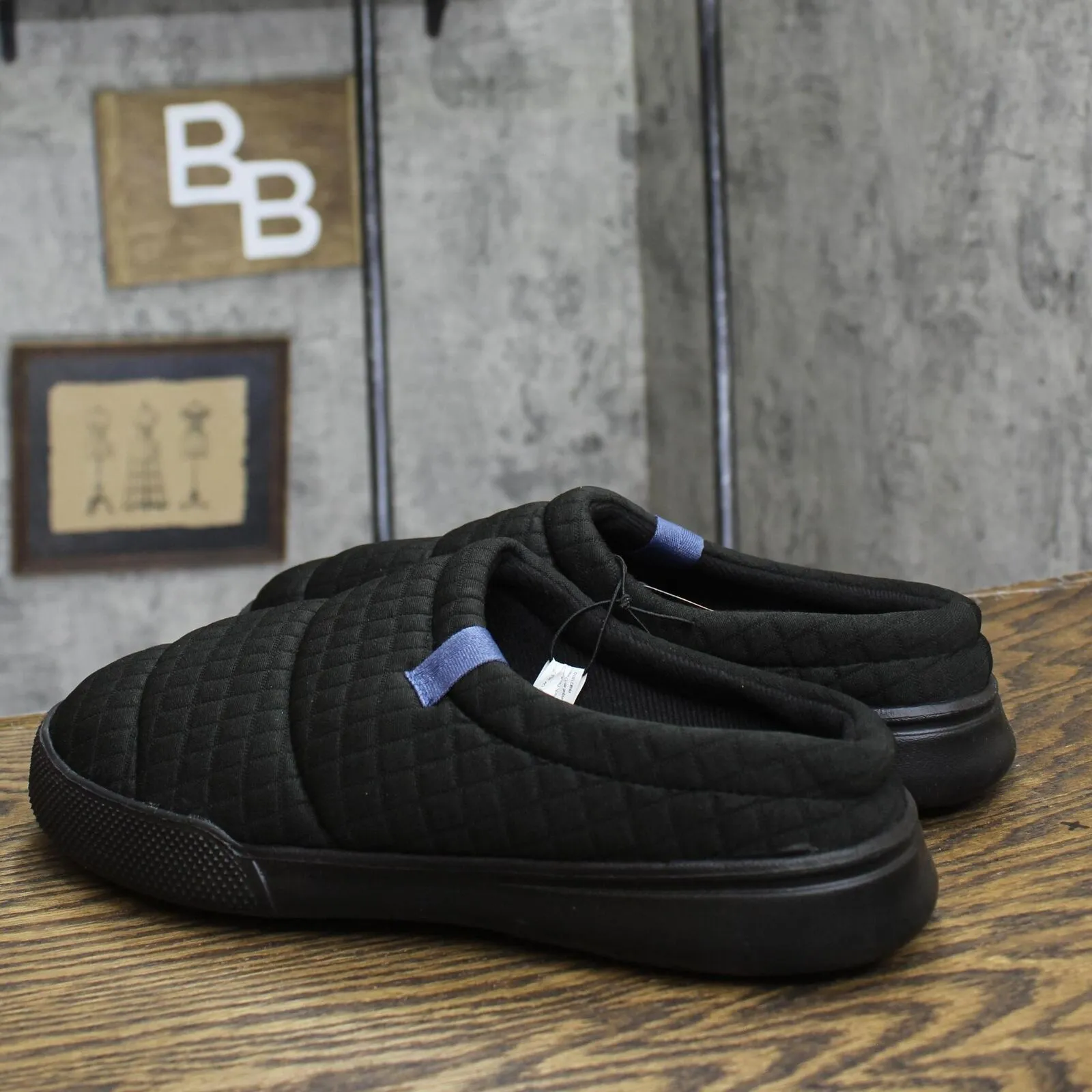 Dluxe By Dearfoams Julien Plush Jersey Sport Lounge Clog Slippers Black M (9-10)