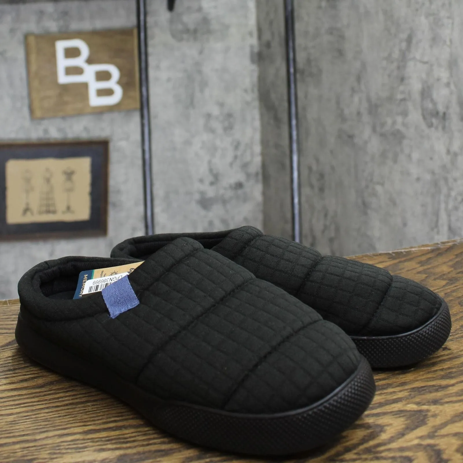 Dluxe By Dearfoams Julien Plush Jersey Sport Lounge Clog Slippers Black M (9-10)
