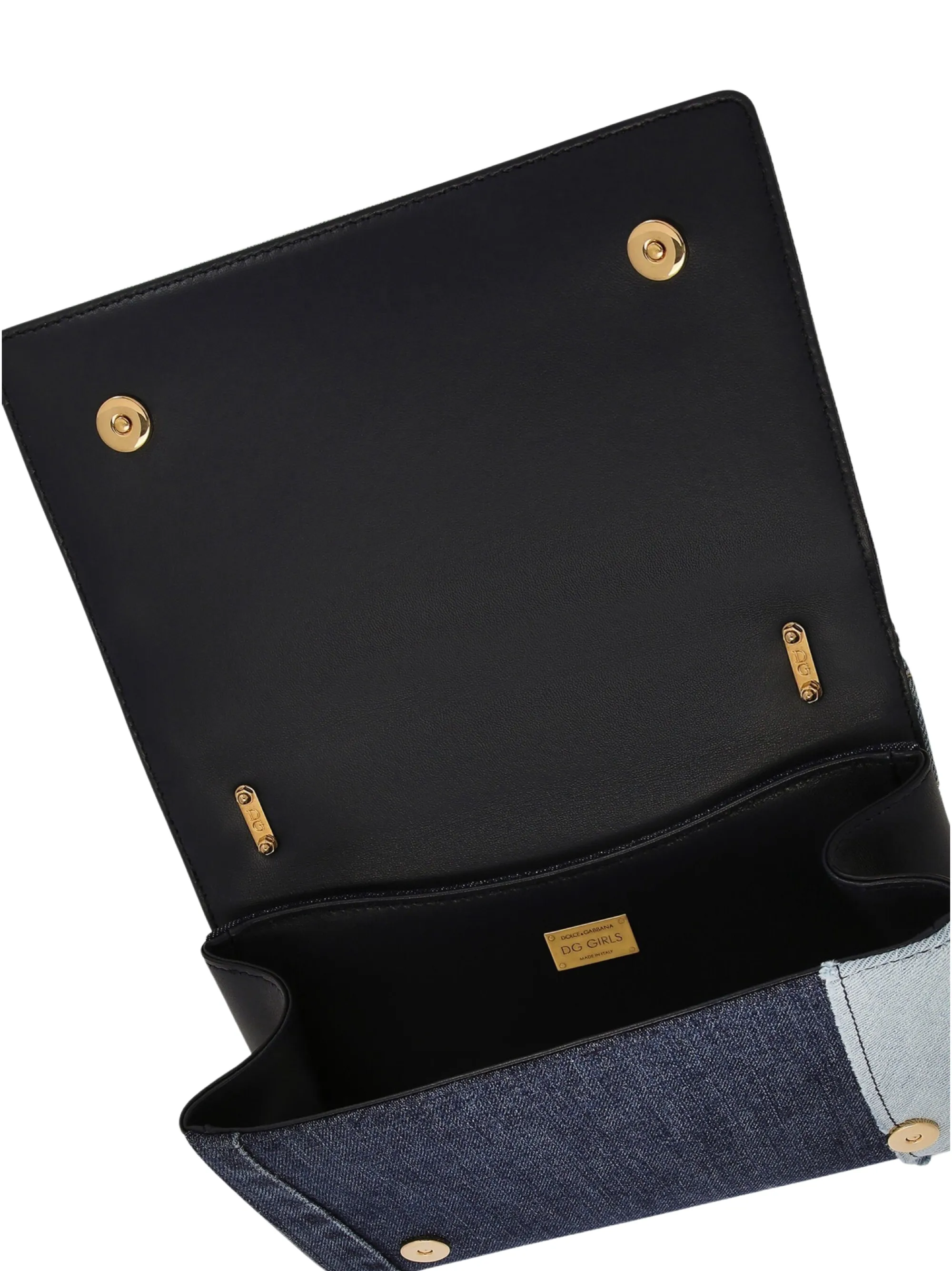 Dolce & Gabbana Girls Bag in Patchwork Denim and Plain Calfskin