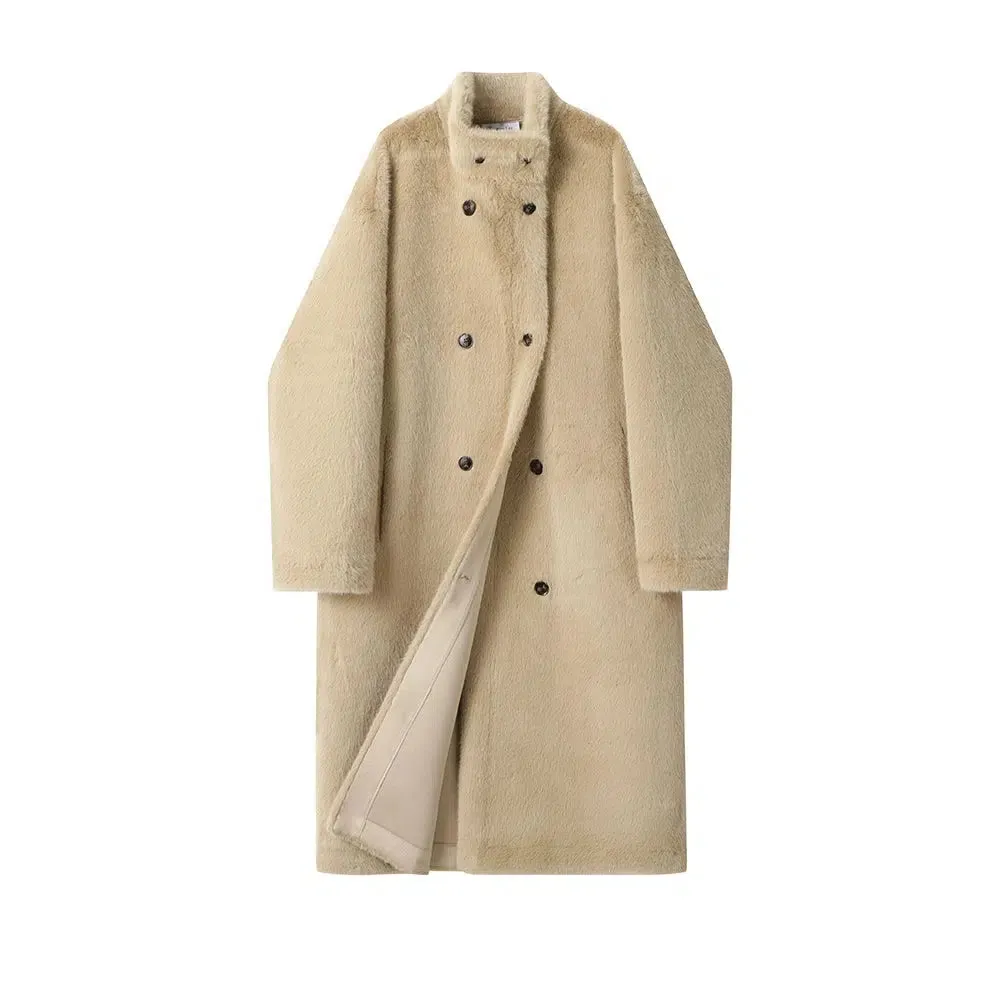 Double-Breasted Button Wool Coat