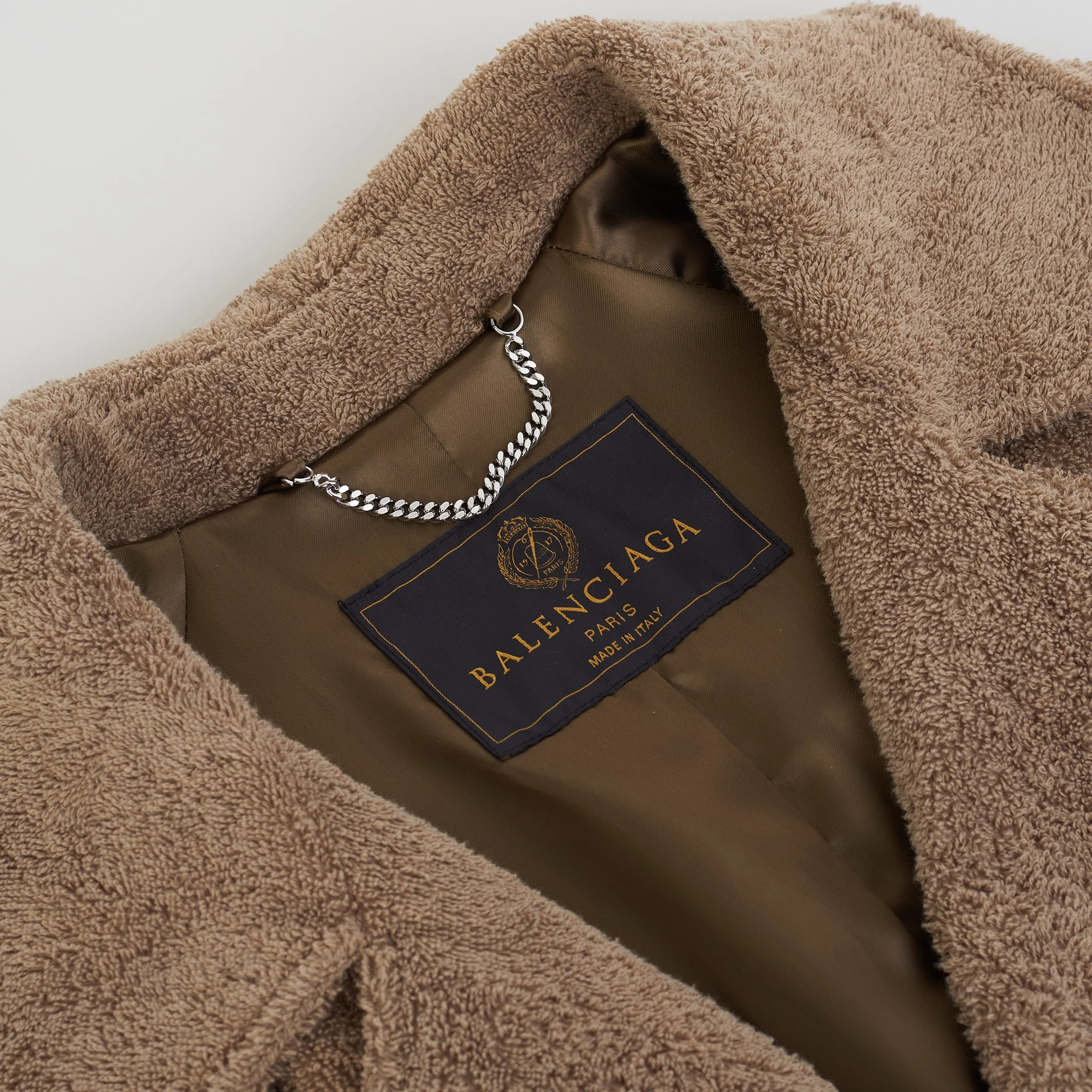 Double-Breasted Towel Trench Coat In Neutral Beige