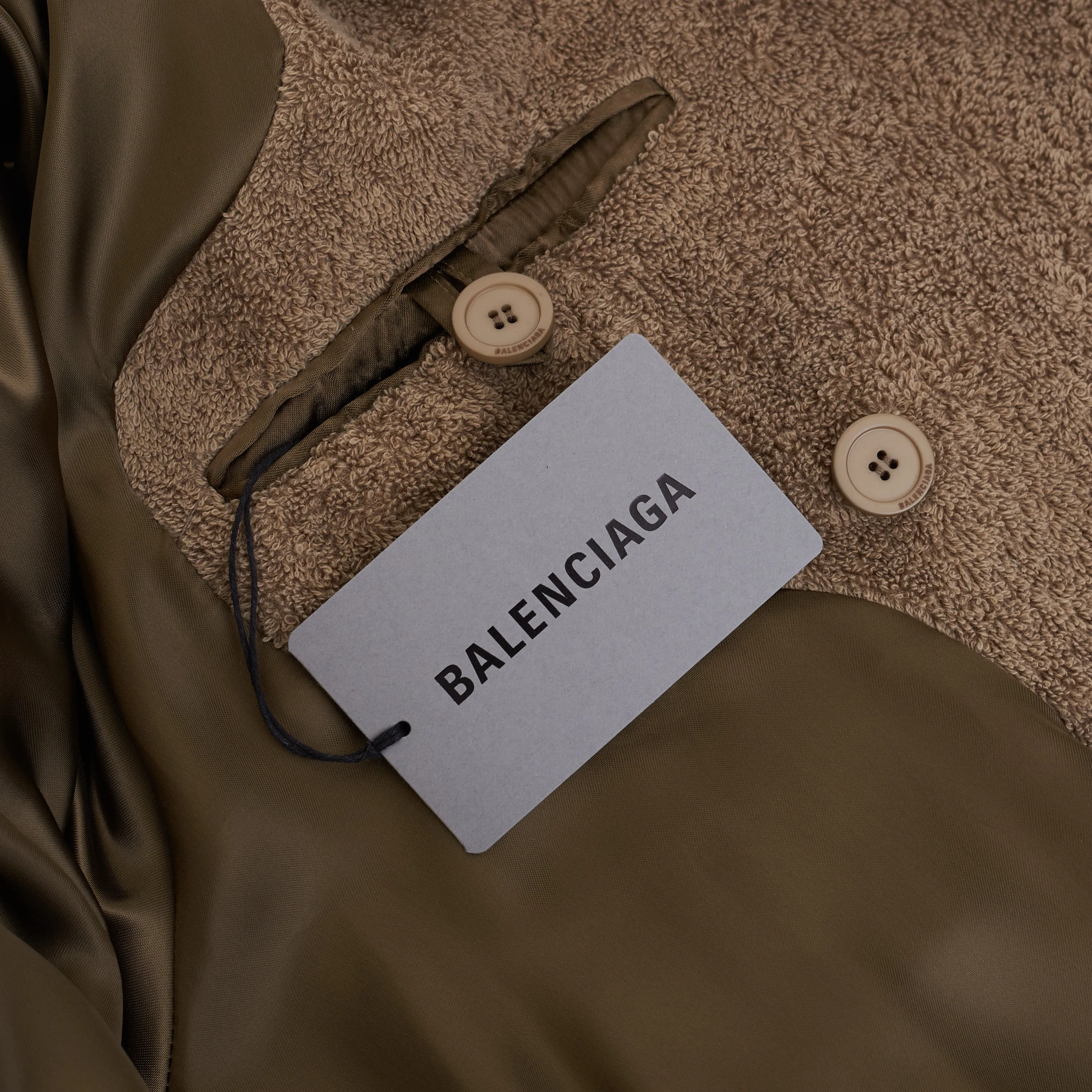 Double-Breasted Towel Trench Coat In Neutral Beige