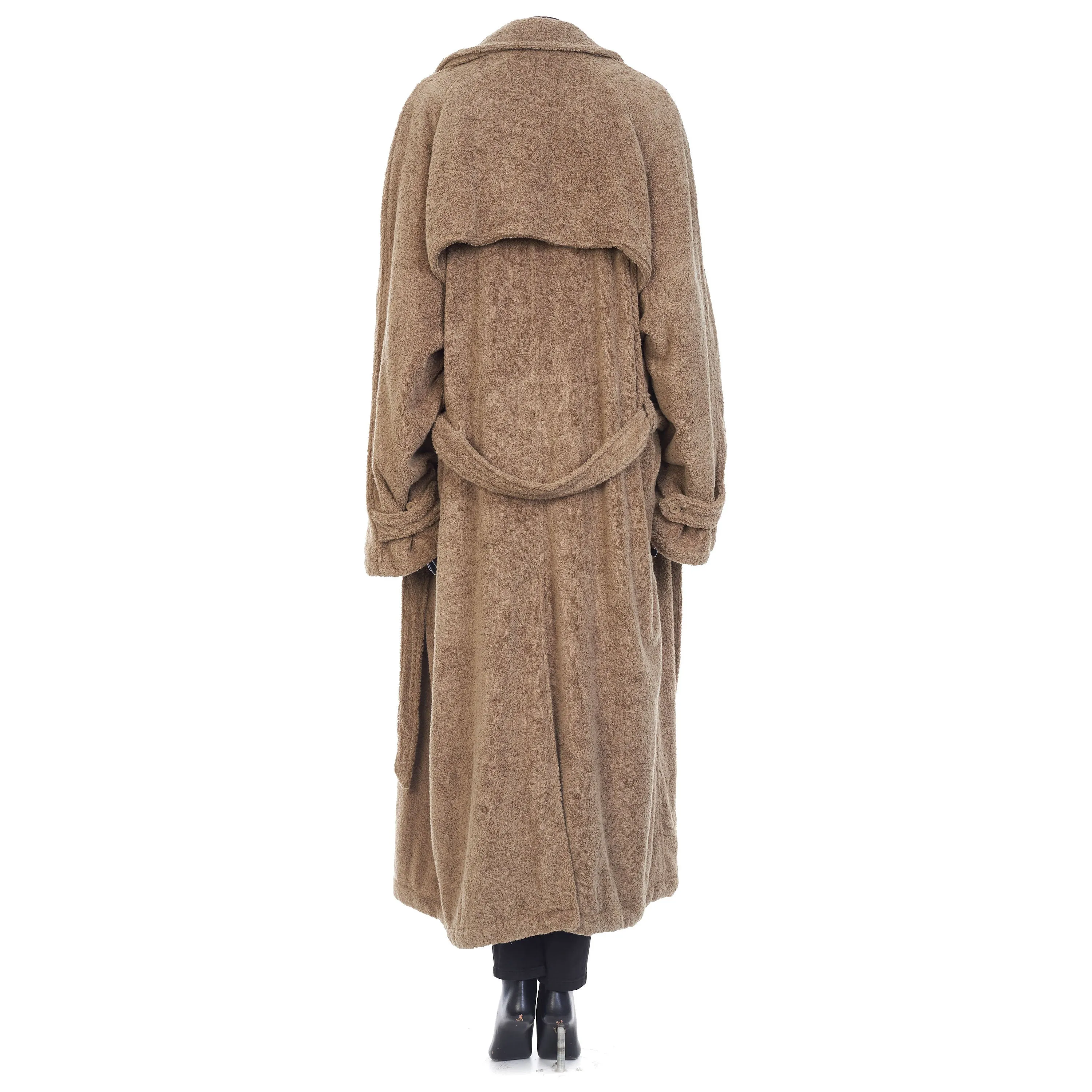 Double-Breasted Towel Trench Coat In Neutral Beige