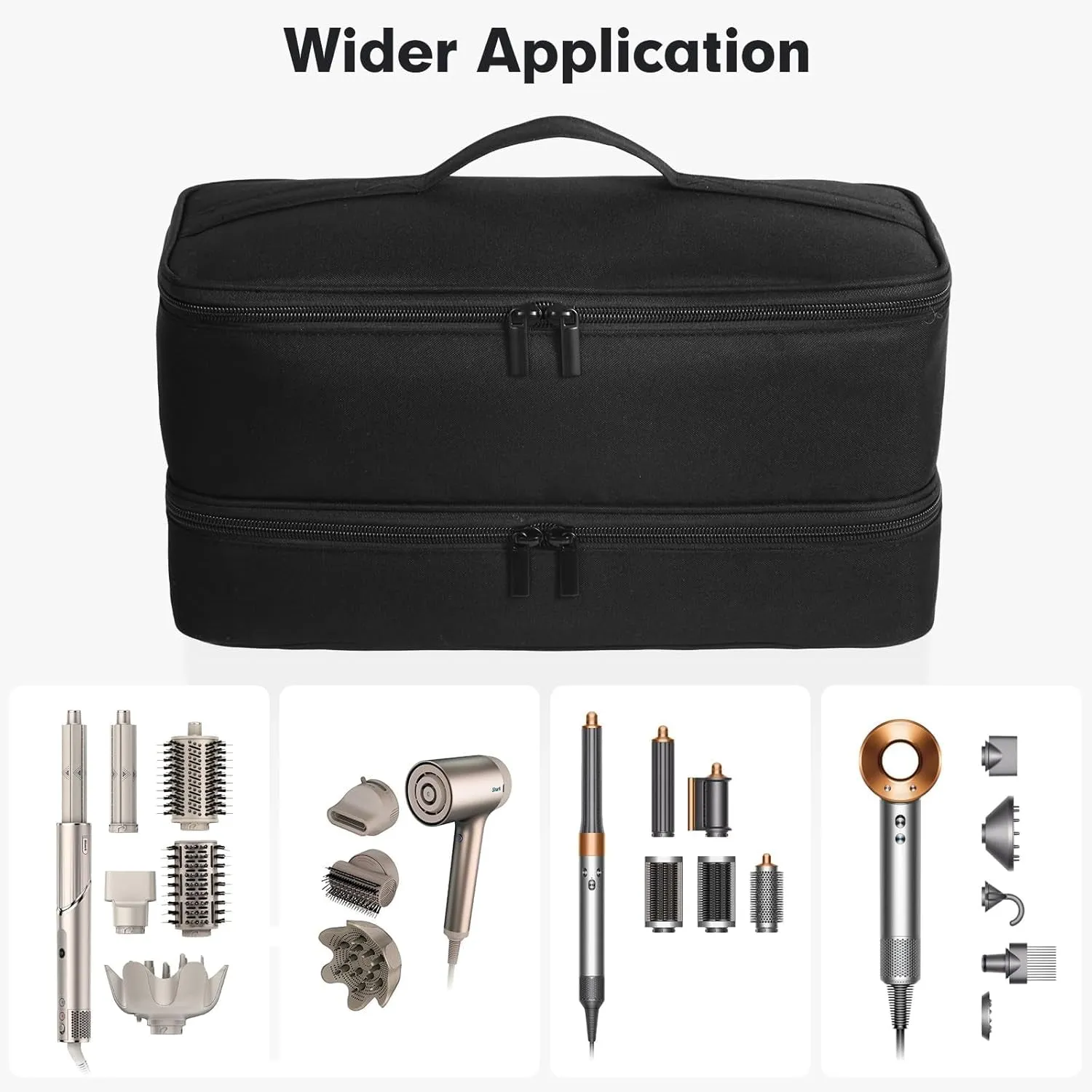 Double-Layer Carrying Case for Shark Flexstyle, Travel Case for Shark Flexstyle/Flexfusion/Speedstyle, Portable Storage Organizer Bag for Shark Flexstyle/Dyson Airwrap Styler and Attachments