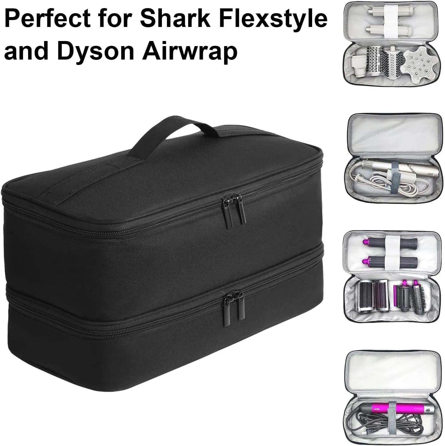 Double-Layer Carrying Case for Shark Flexstyle, Travel Case for Shark Flexstyle/Flexfusion/Speedstyle, Portable Storage Organizer Bag for Shark Flexstyle/Dyson Airwrap Styler and Attachments