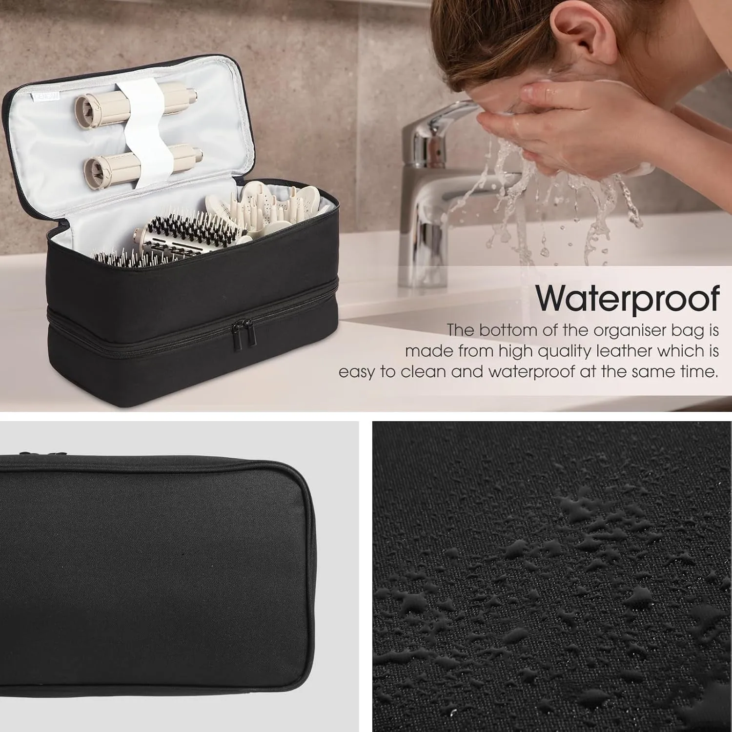 Double-Layer Carrying Case for Shark Flexstyle, Travel Case for Shark Flexstyle/Flexfusion/Speedstyle, Portable Storage Organizer Bag for Shark Flexstyle/Dyson Airwrap Styler and Attachments