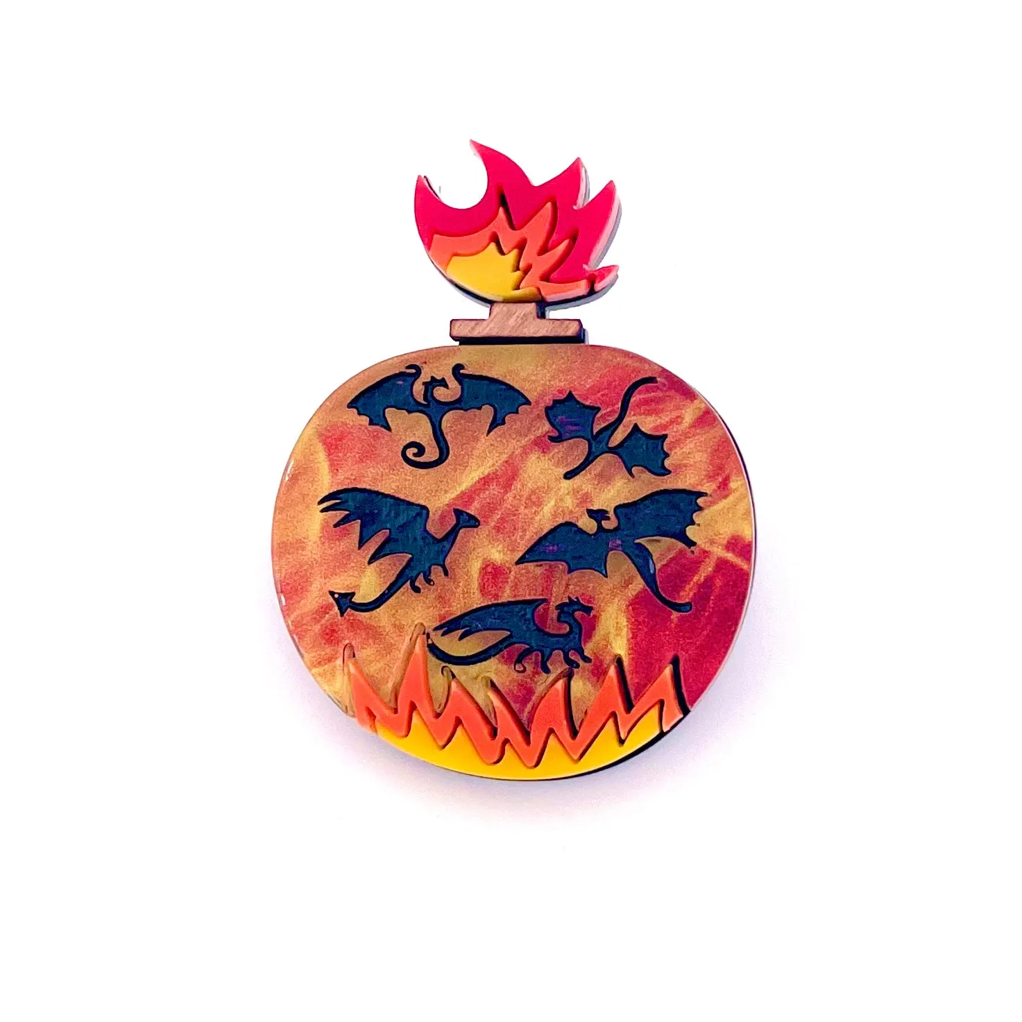 Dragon bottle - Mini Brooch - Set of 4