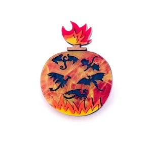 Dragon bottle - Mini Brooch - Set of 4