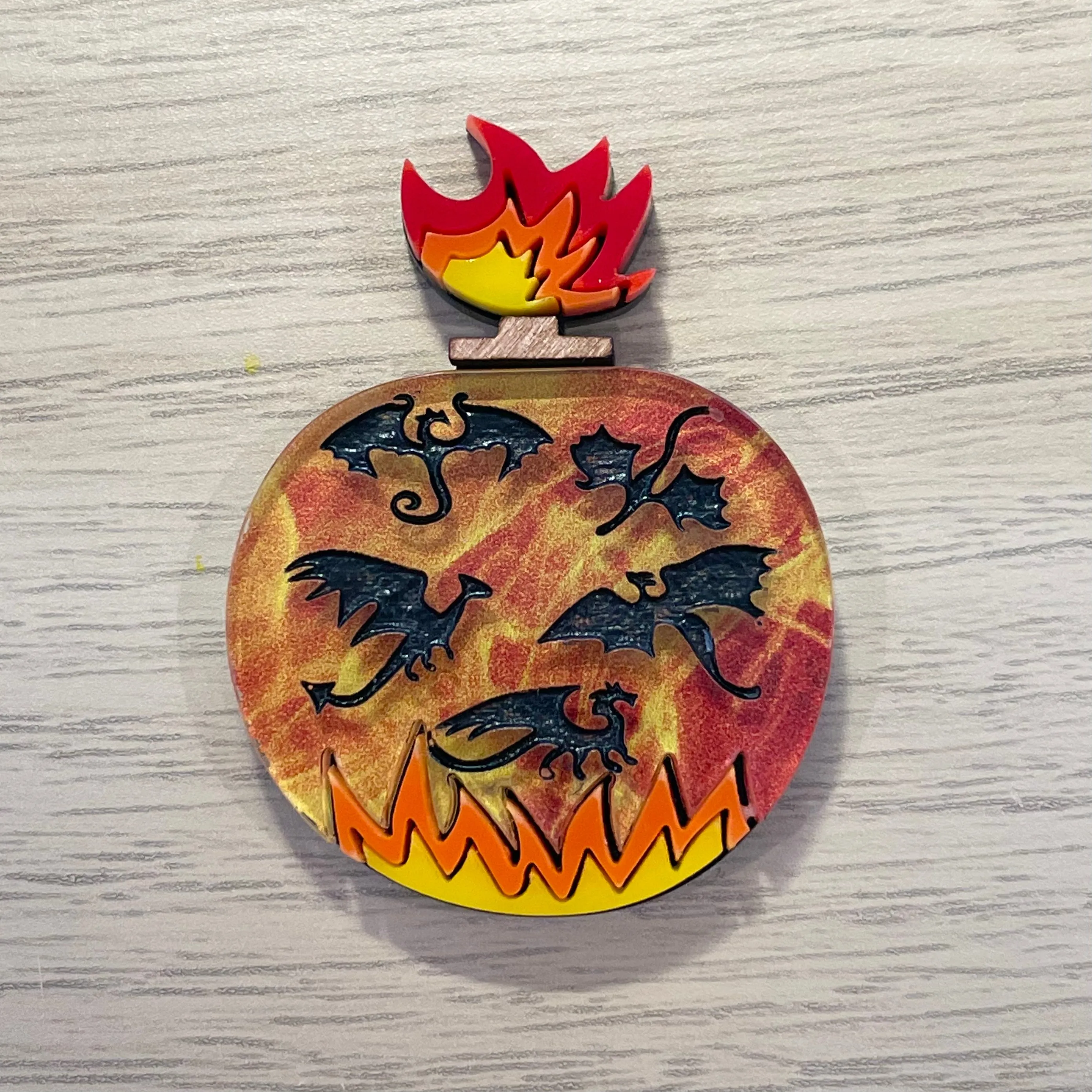 Dragon bottle - Mini Brooch - Set of 4