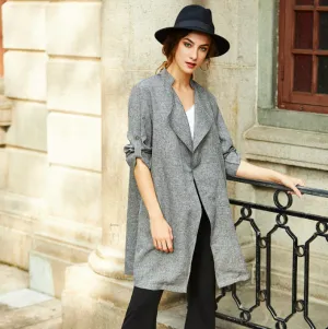 Drape Collar Roll Tab Sleeve Coat( CLEARANCE SALE