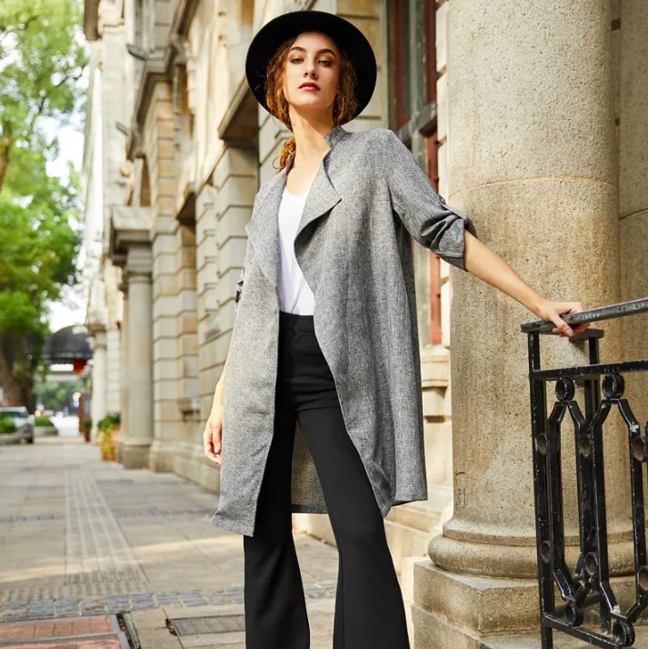 Drape Collar Roll Tab Sleeve Coat( CLEARANCE SALE