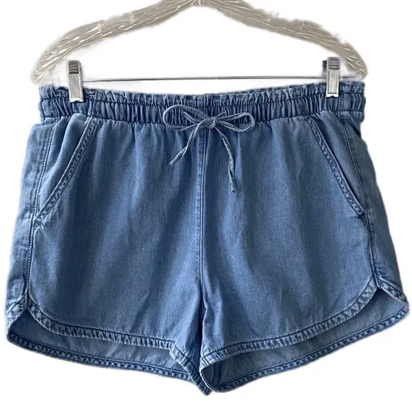 Drawstring Waist Chambray Denim Jean Shorts American Eagle Size Medium
