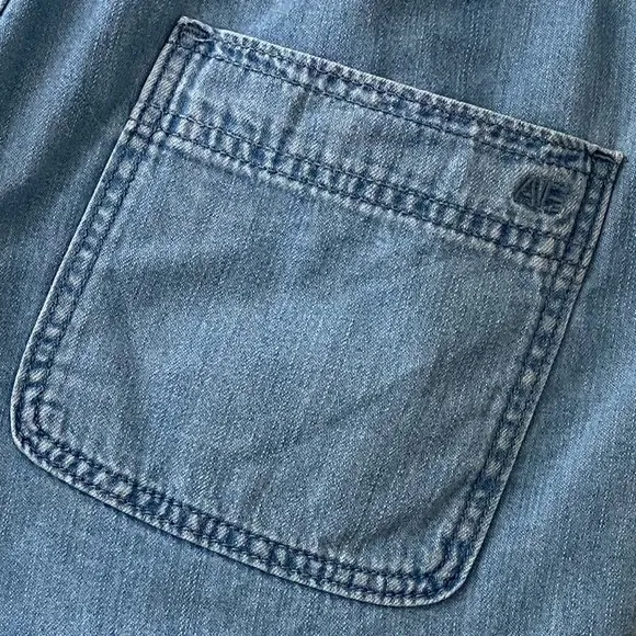 Drawstring Waist Chambray Denim Jean Shorts American Eagle Size Medium