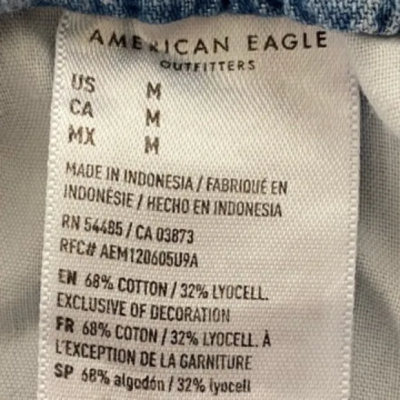 Drawstring Waist Chambray Denim Jean Shorts American Eagle Size Medium