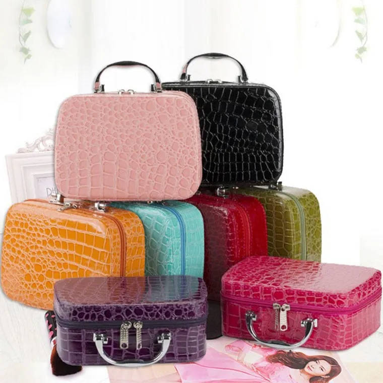 Elegant Leather Cosmetic Travel Handbag