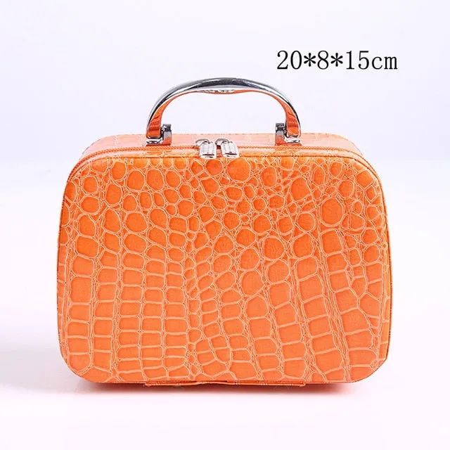 Elegant Leather Cosmetic Travel Handbag