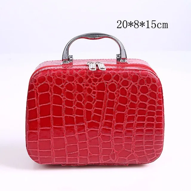Elegant Leather Cosmetic Travel Handbag