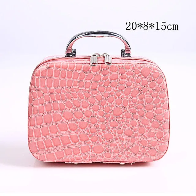Elegant Leather Cosmetic Travel Handbag