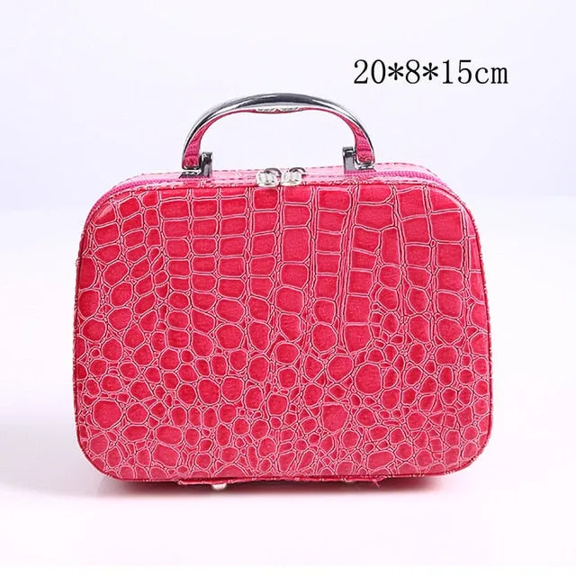 Elegant Leather Cosmetic Travel Handbag