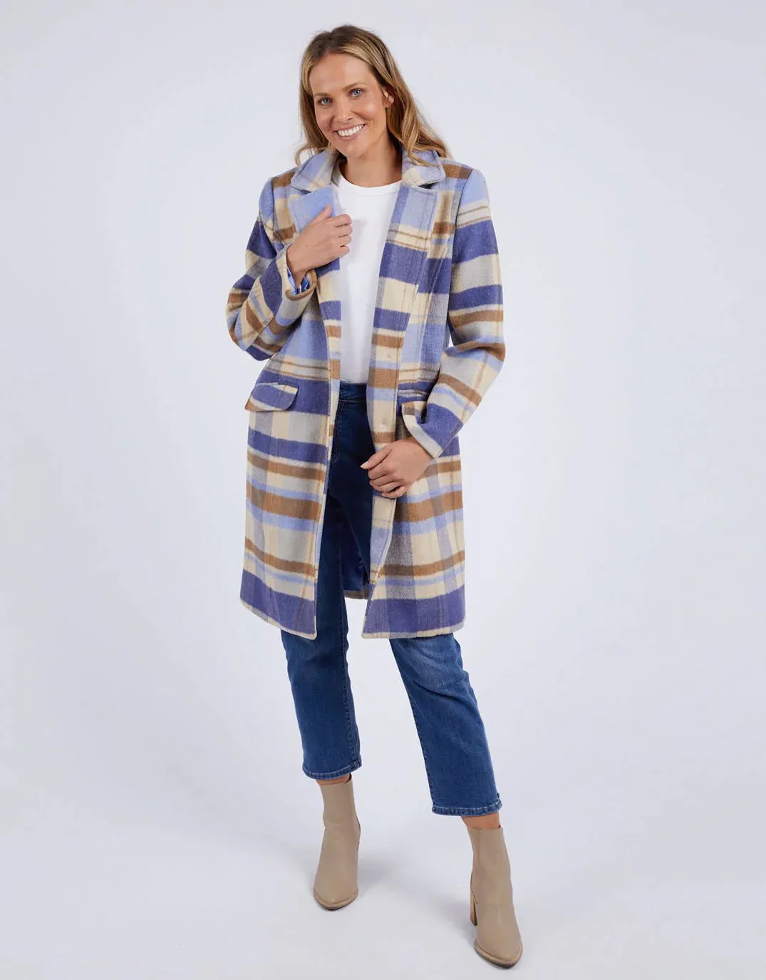Elm Lifestyle II COVE Check Coat - Navy