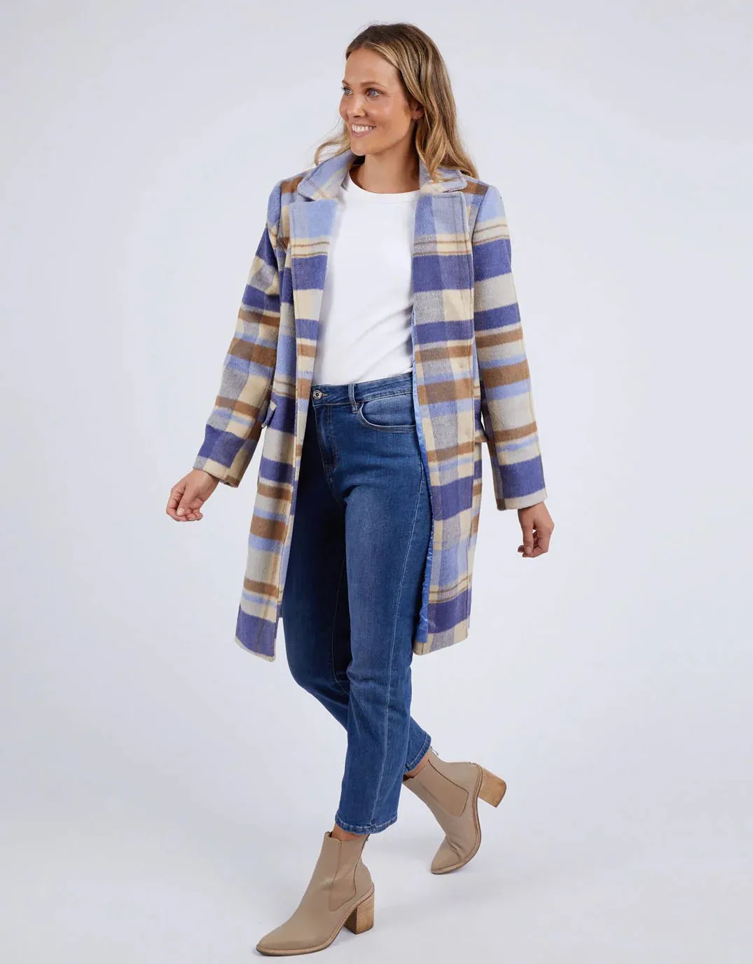 Elm Lifestyle II COVE Check Coat - Navy