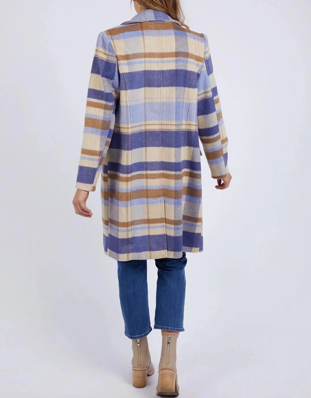 Elm Lifestyle II COVE Check Coat - Navy