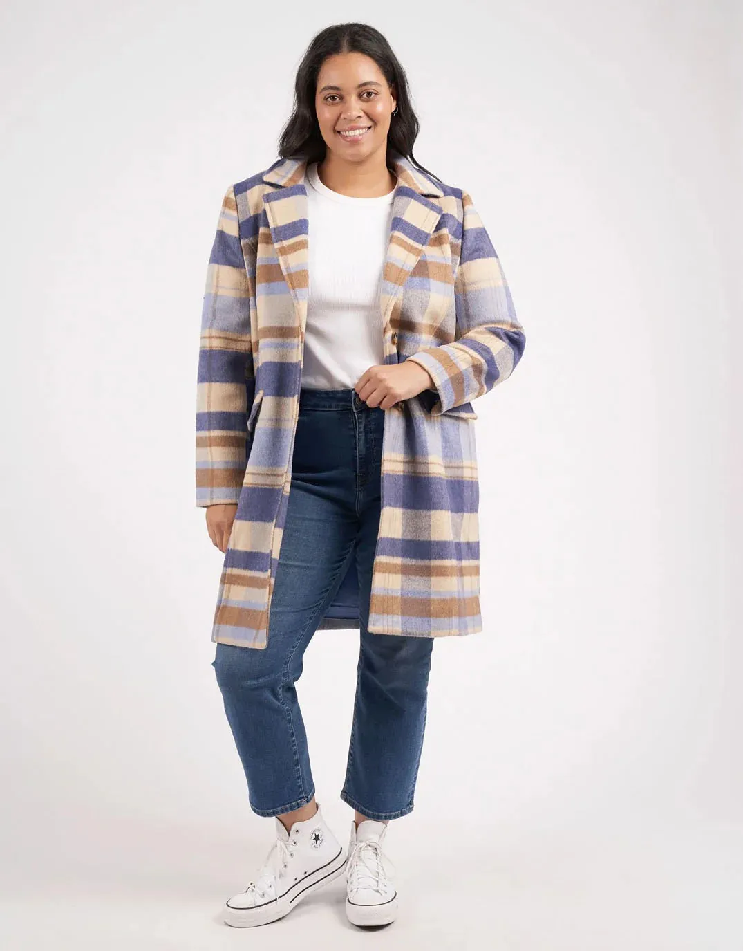 Elm Lifestyle II COVE Check Coat - Navy