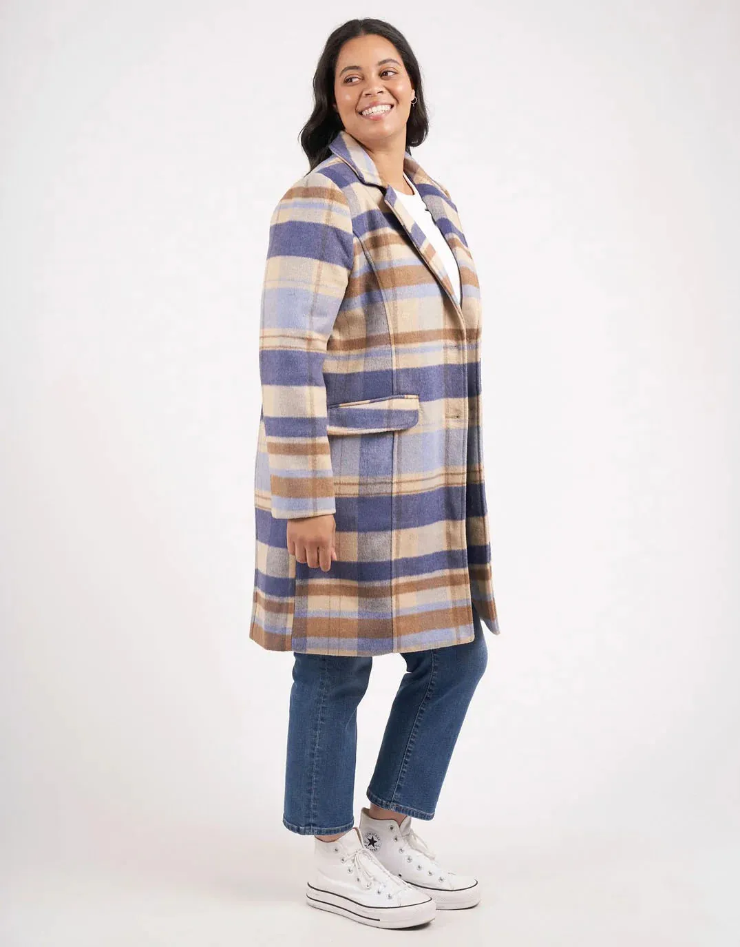 Elm Lifestyle II COVE Check Coat - Navy
